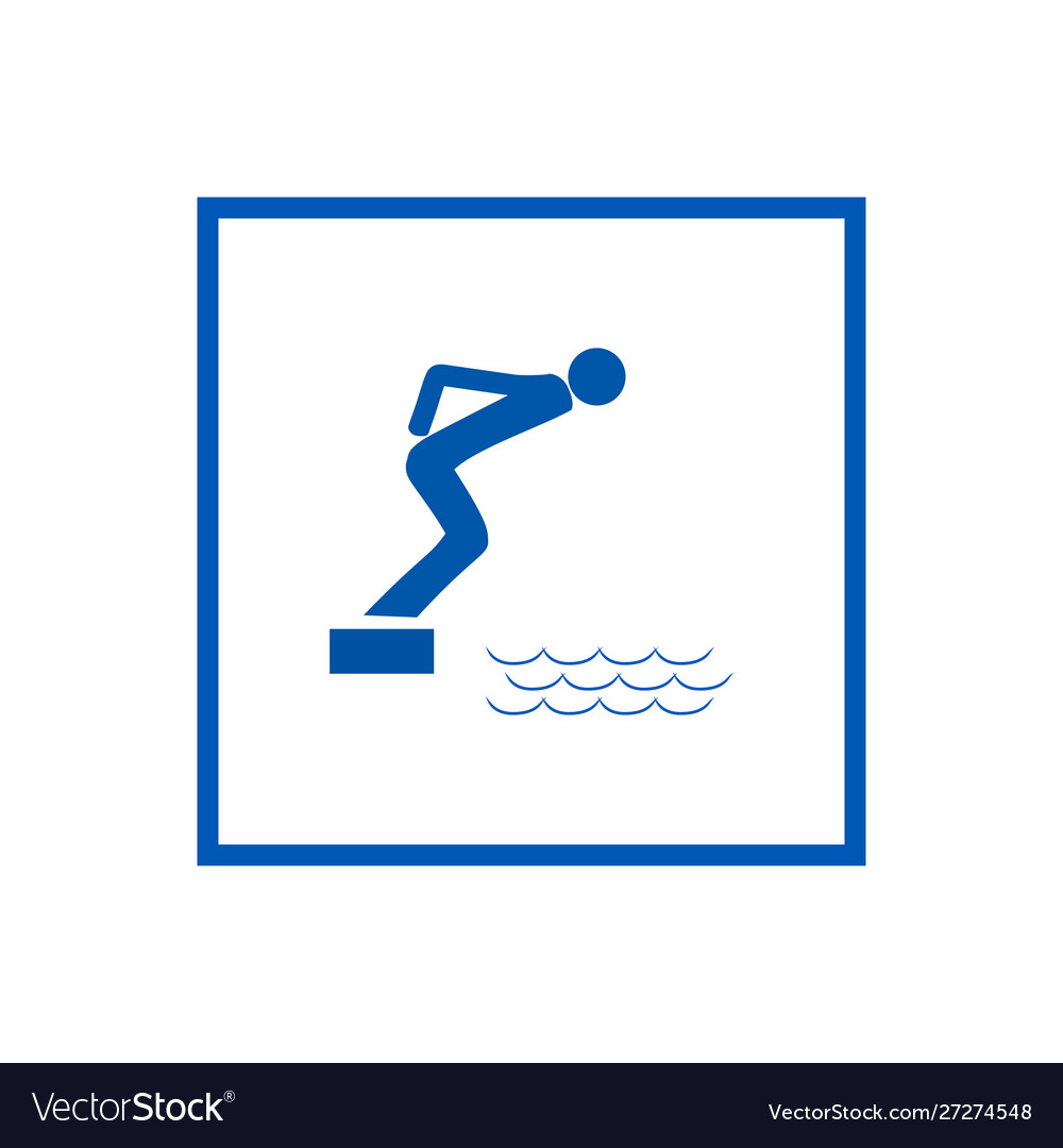 Place for jumping in water safety dive sign