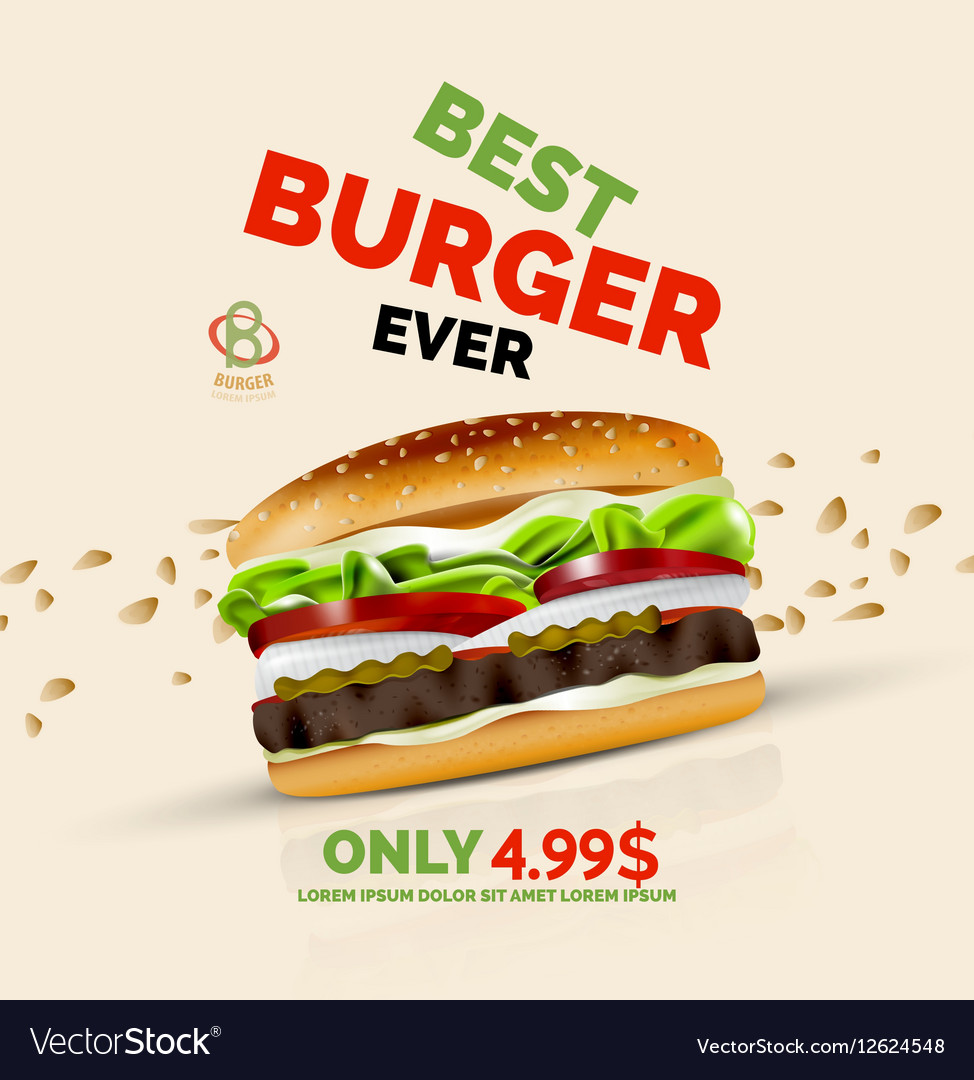 Premium burger ad template Royalty Free Vector Image