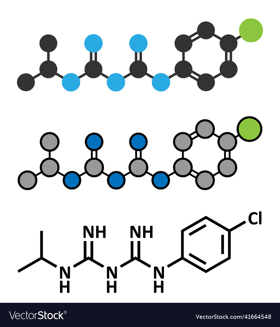 Proguanil prophylactic malaria drug molecule