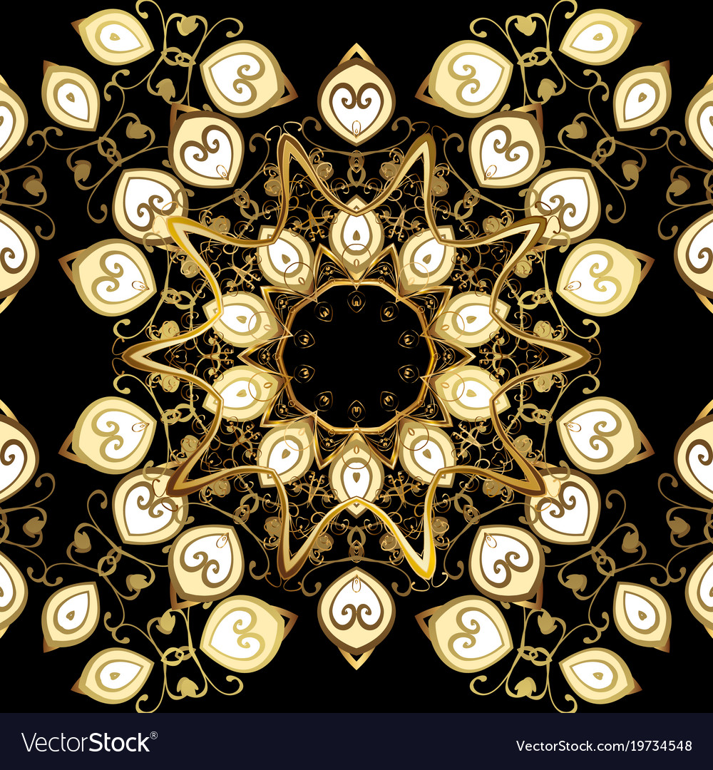 Seamless classic black and golden pattern Vector Image