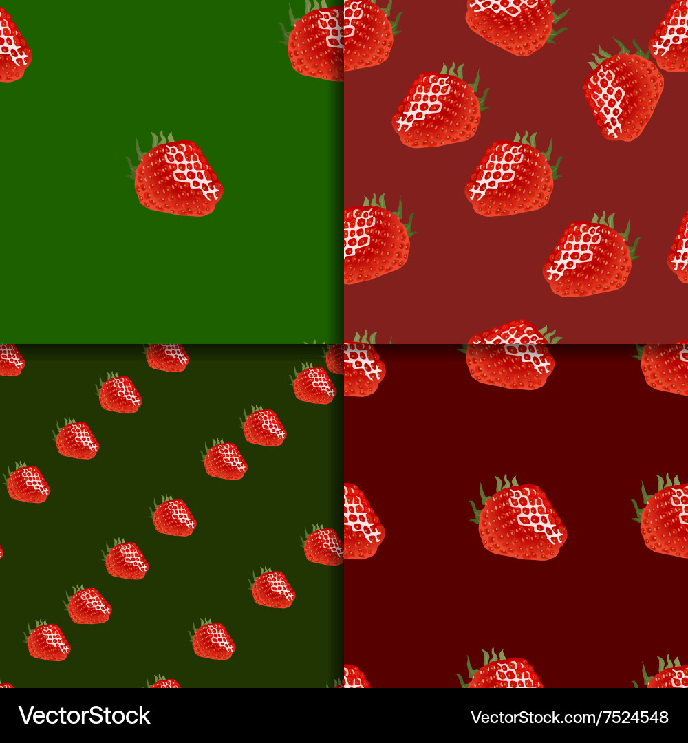 Seamless pattern set with strawberry Royalty Free Vector