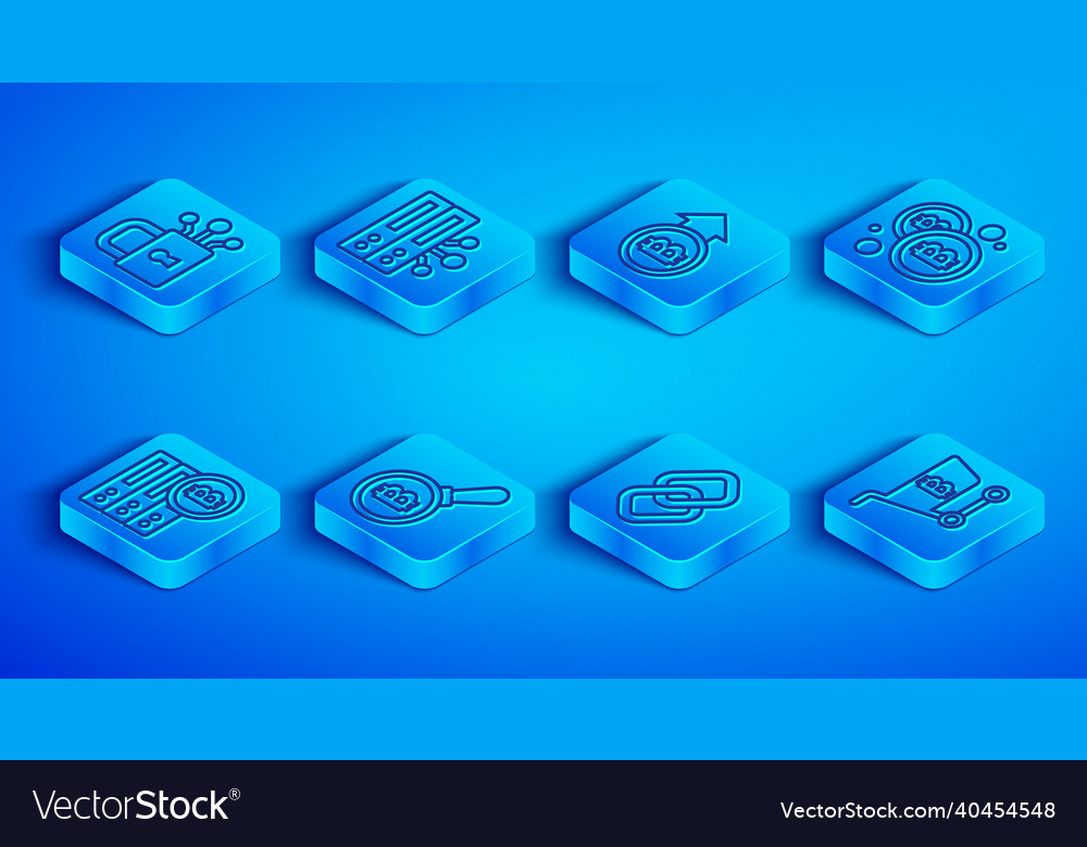 Set line lock with bitcoin server vector image Set line lock with bitcoin server