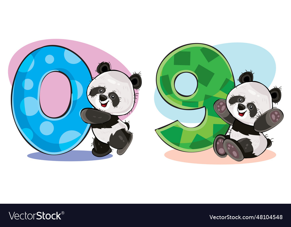 Set of Kawaii Panda Bear Illustrations