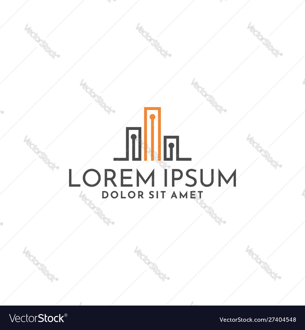 Smart cityscapes logo template with 3 building