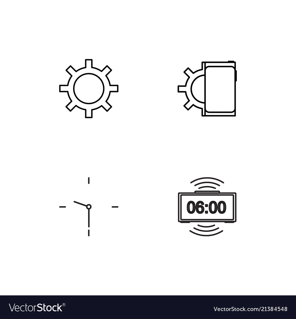 Time linear icons set simple outline