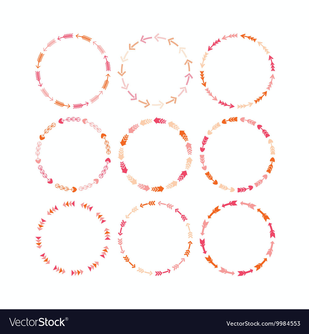 Download Cute pink circle arrow border patterns set Vector Image