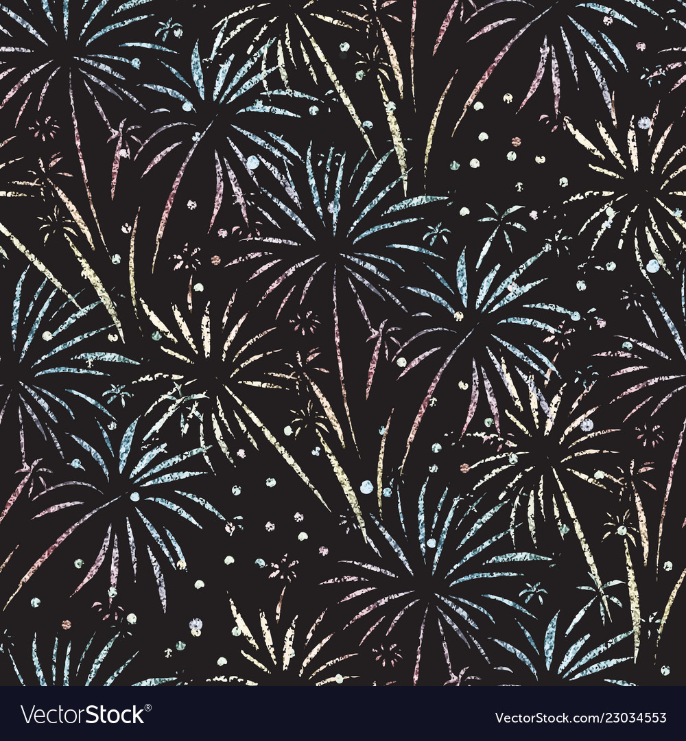 Firework seamless pattern glitter foil Royalty Free Vector