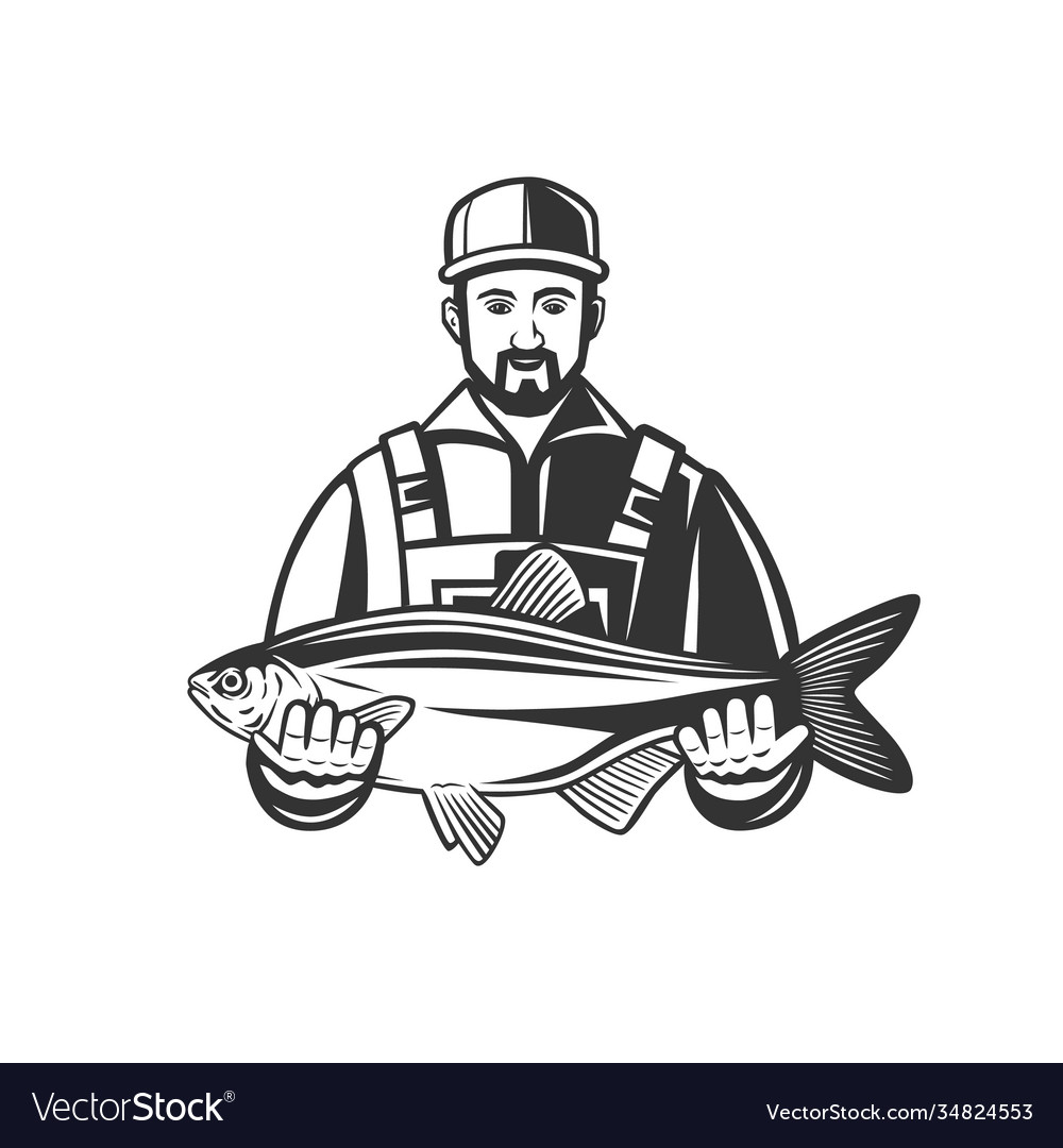 Fisherman with a catch Royalty Free Vector Image