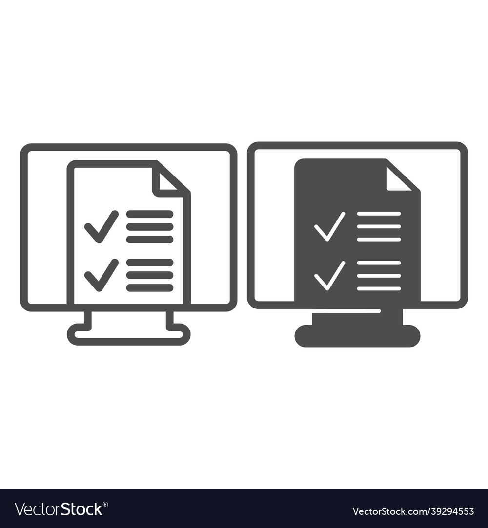 Monitor monoblock with file document ticks vector image Monitor monoblock with file document ticks