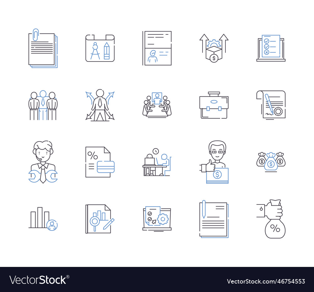 Organizational culture outline icons collection Vector Image