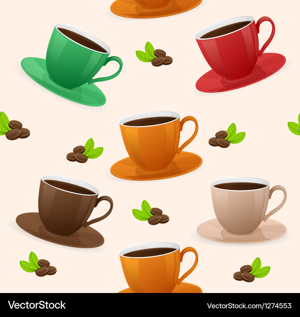 Seamless pattern coffee cups Royalty Free Vector Image