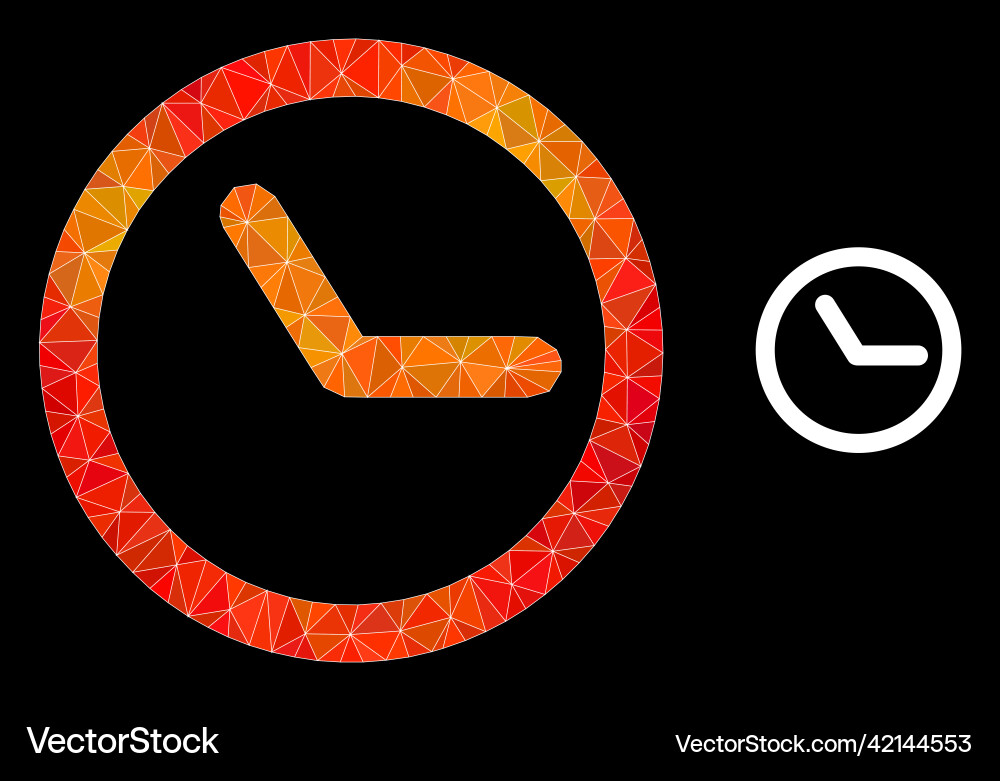 Triangle filled clock icon with fire Royalty Free Vector