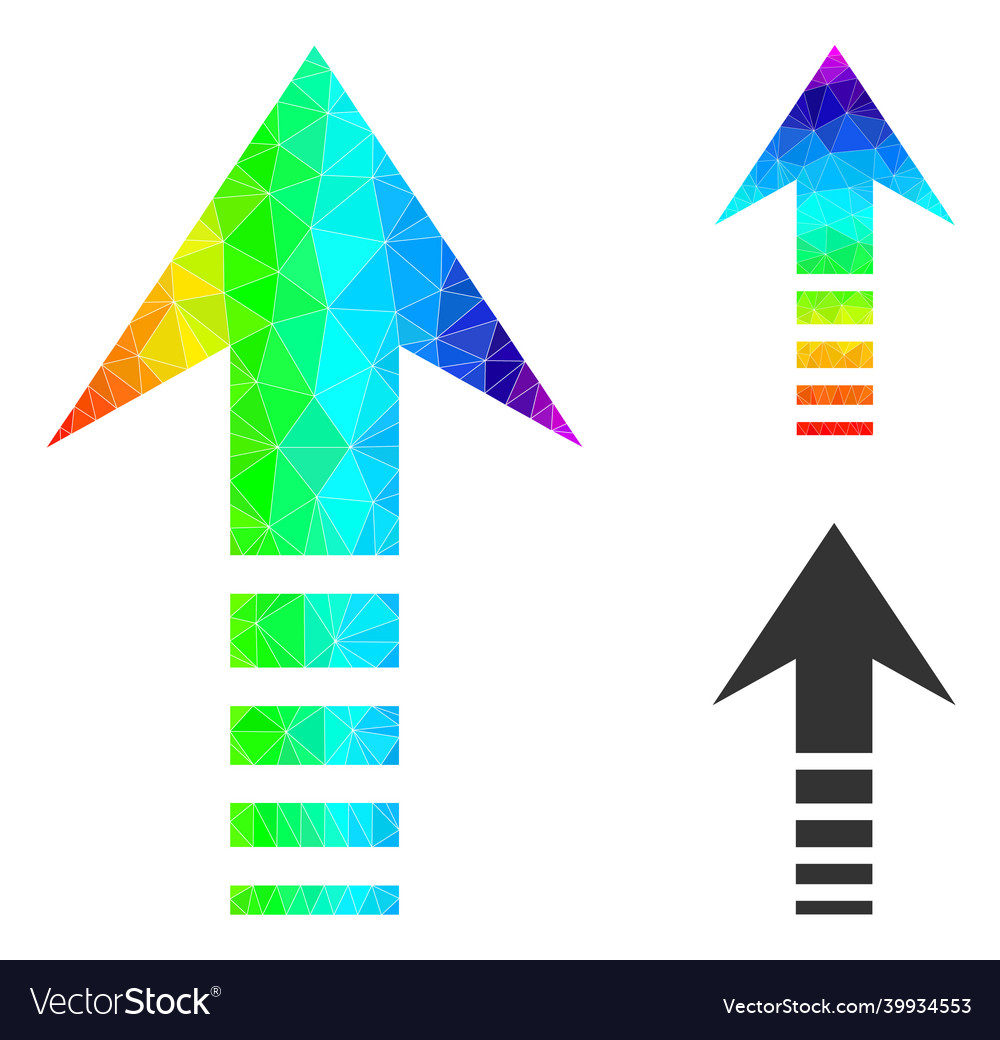 Triangle filled send up icon with spectrum vector image Triangle filled send up icon with spectrum