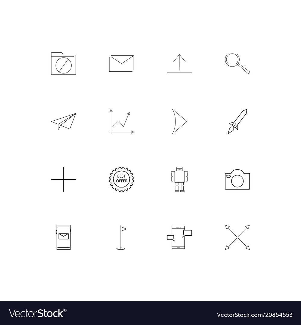 Web linear thin icons set outlined simple