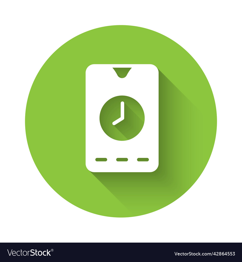 White alarm clock app smartphone interface icon Vector Image