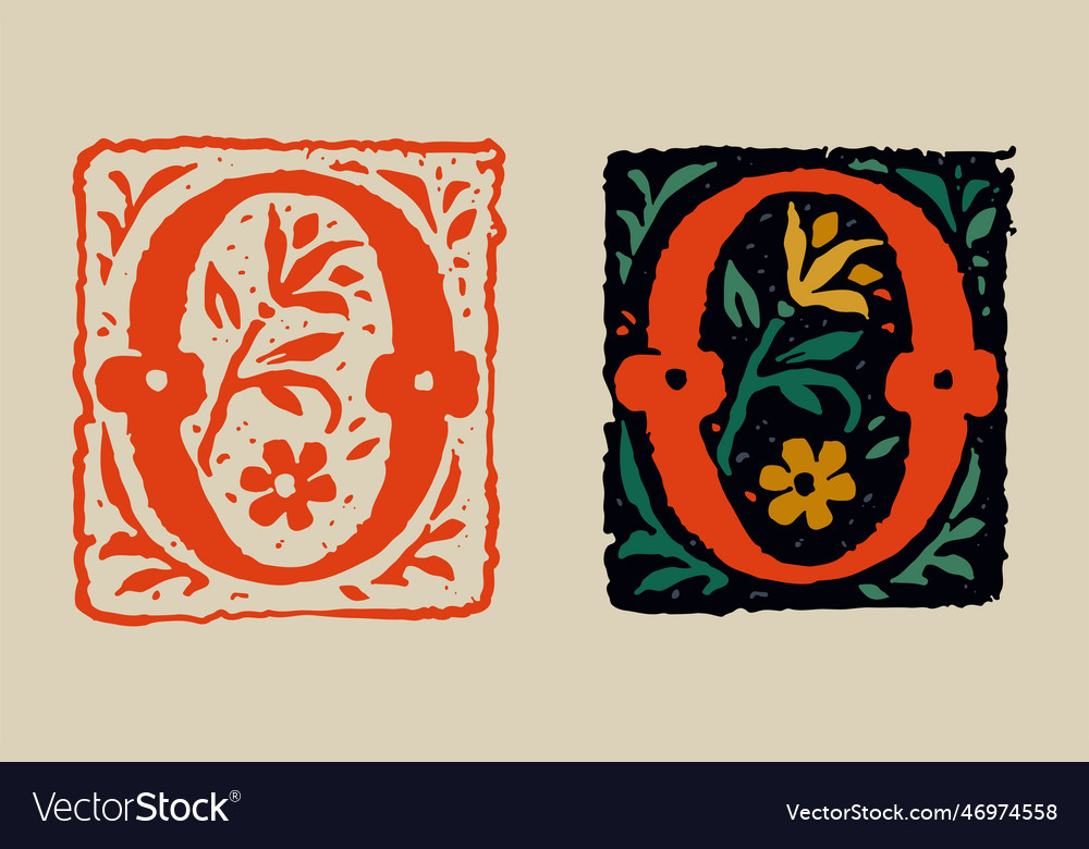 0 logo number zero medieval grunge gothic initial Vector Image