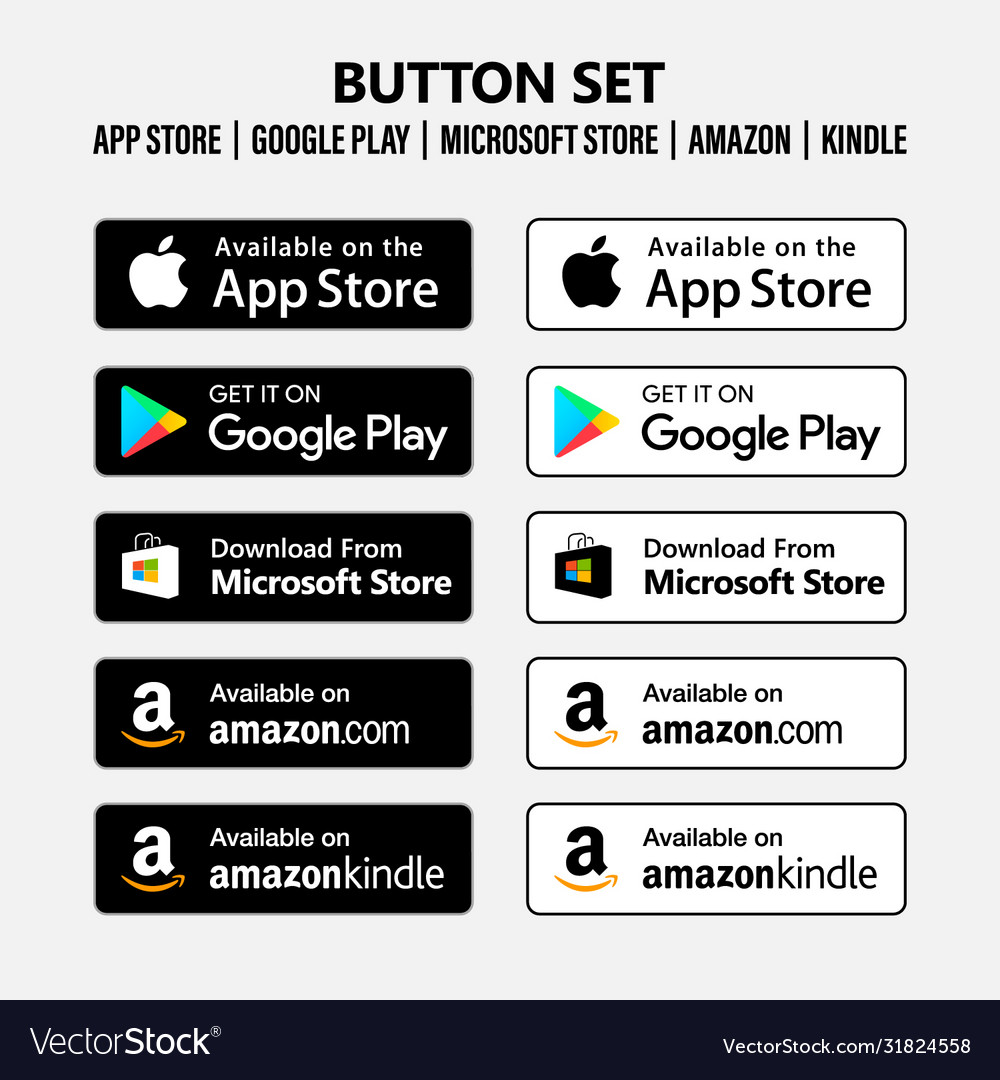 App store google play microsoft  button set Vector Image