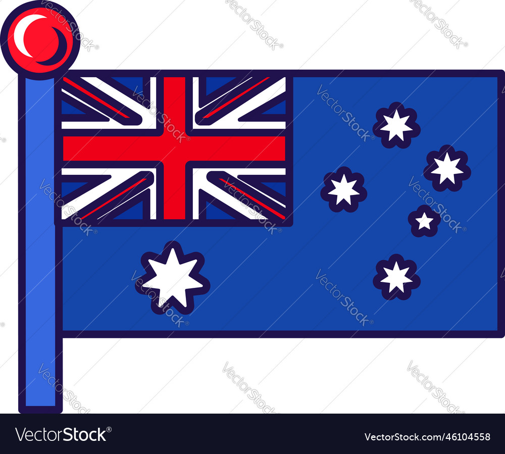 Australia country nation flag on flagstaff Vector Image