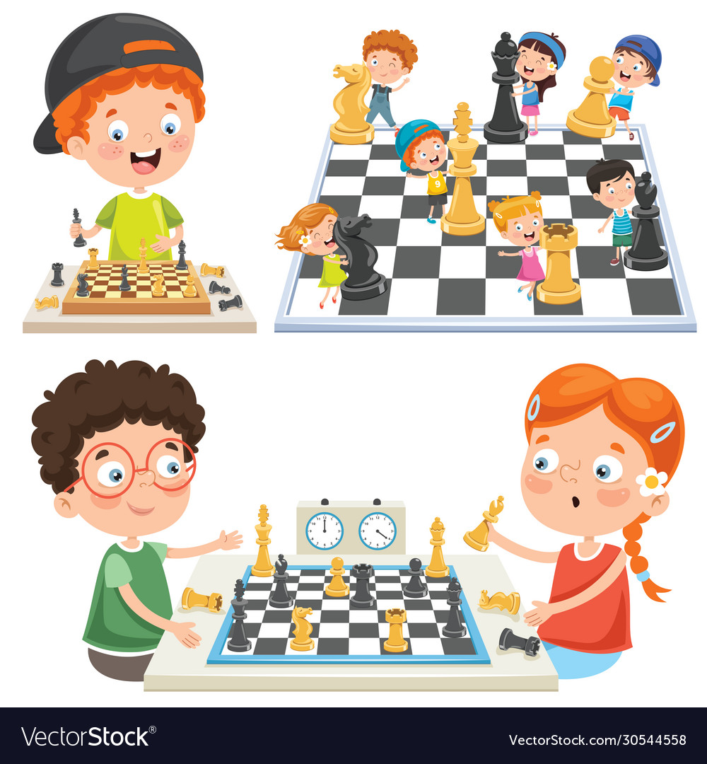 Children play chess Royalty Free Vector Image - VectorStock