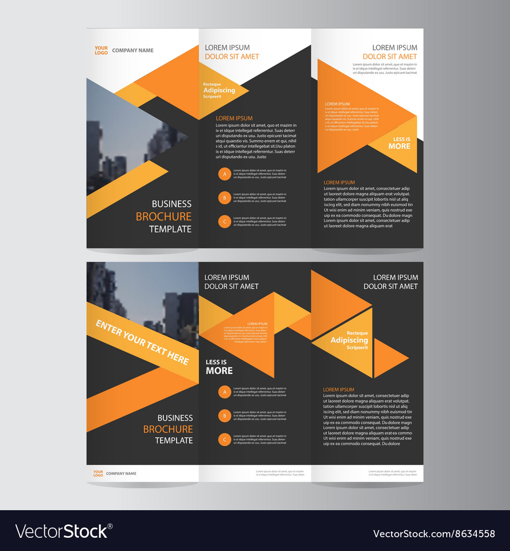 Orange black trifold leaflet brochure leaflet Vector Image