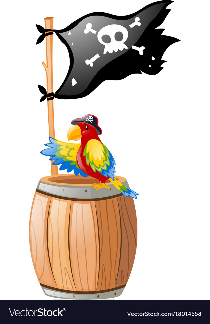 Parrot and pirate flag Royalty Free Vector Image