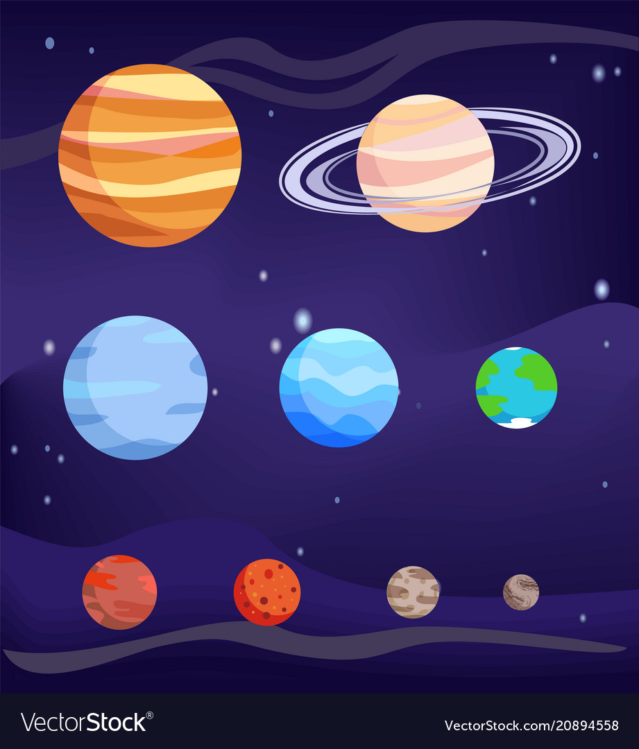 Planet set of bodies poster Royalty Free Vector Image