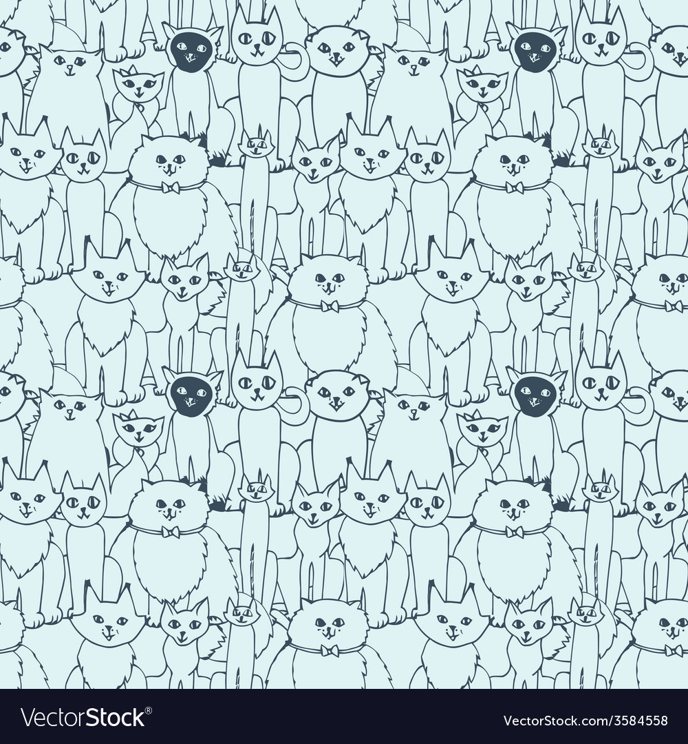 Seamless pattern with cats Royalty Free Vector Image