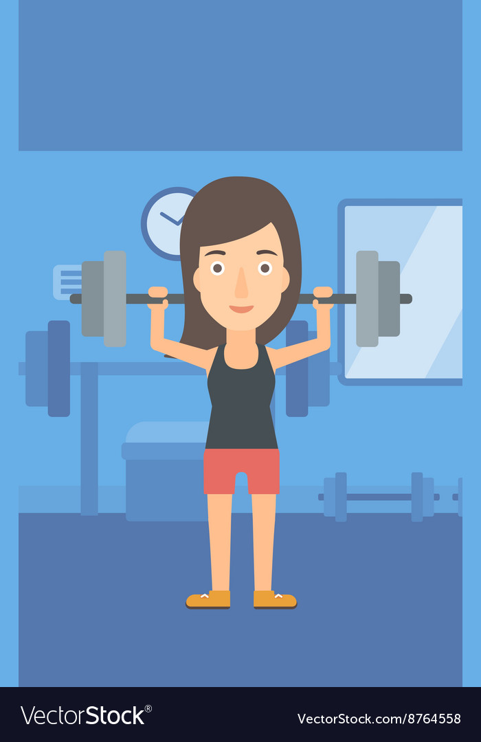 Woman lifting barbell Royalty Free Vector Image