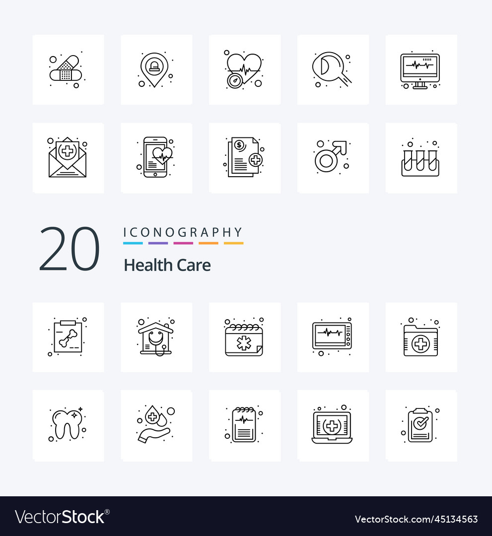 20 Health Care Line Icon Pack wie medizinische Agenda