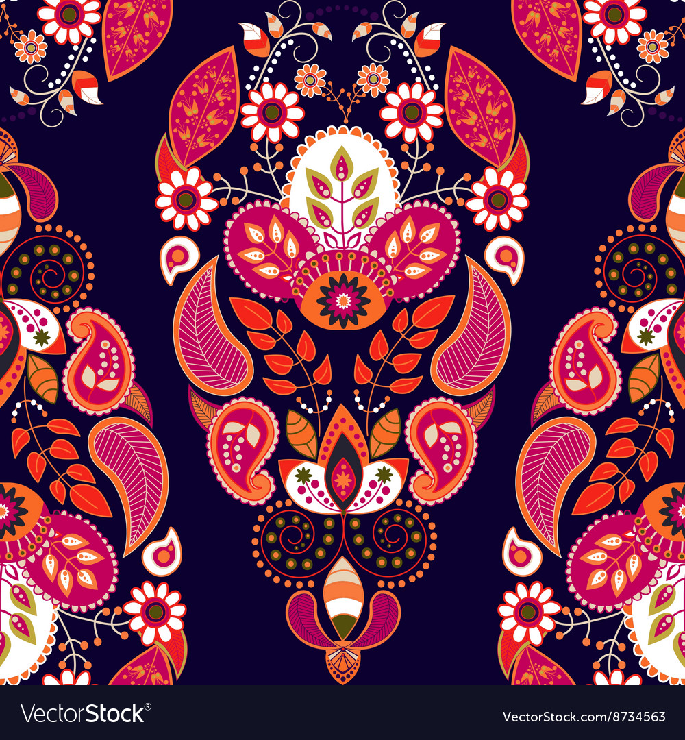 Bright seamless pattern in paisley style