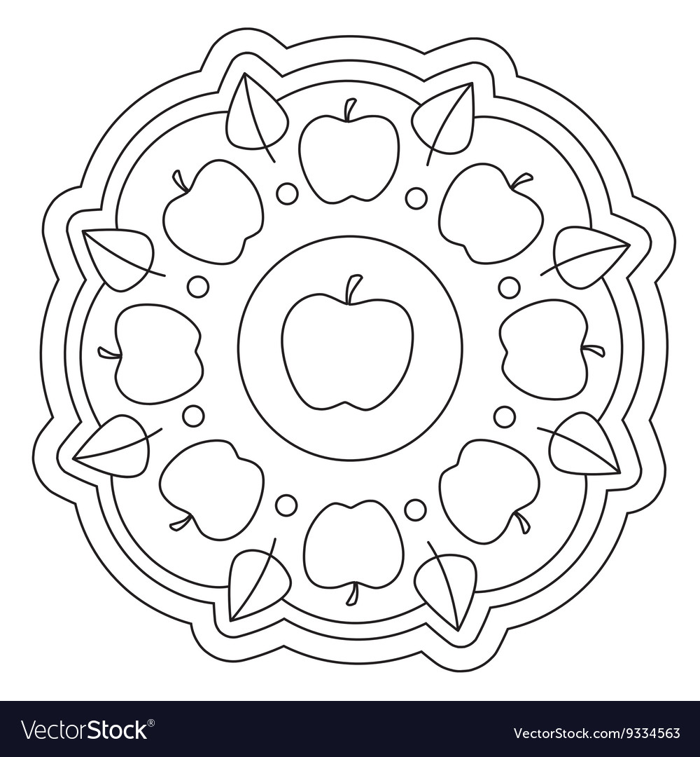 Download Coloring Simple Apple Mandala Royalty Free Vector Image