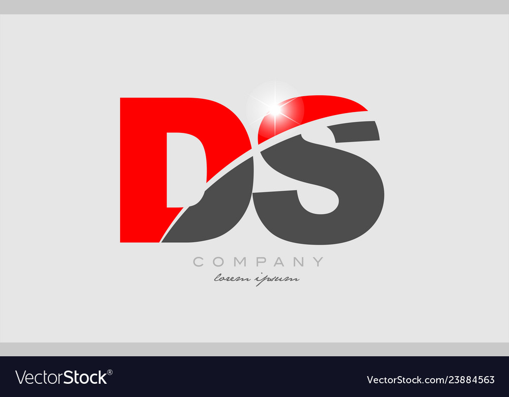 Combination letter ds d s in grey red color