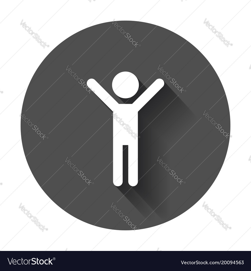 Happy man with hands up icon people sign