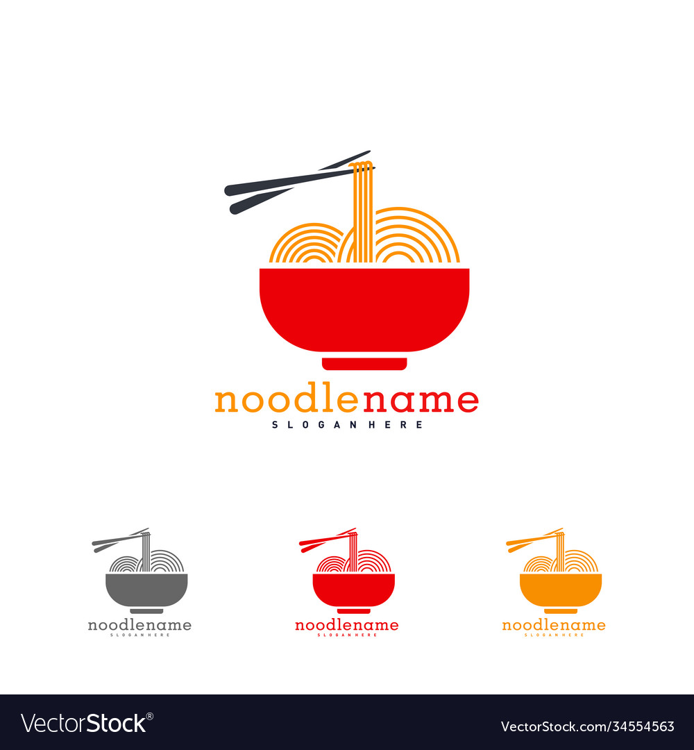 Noodle food logo design template