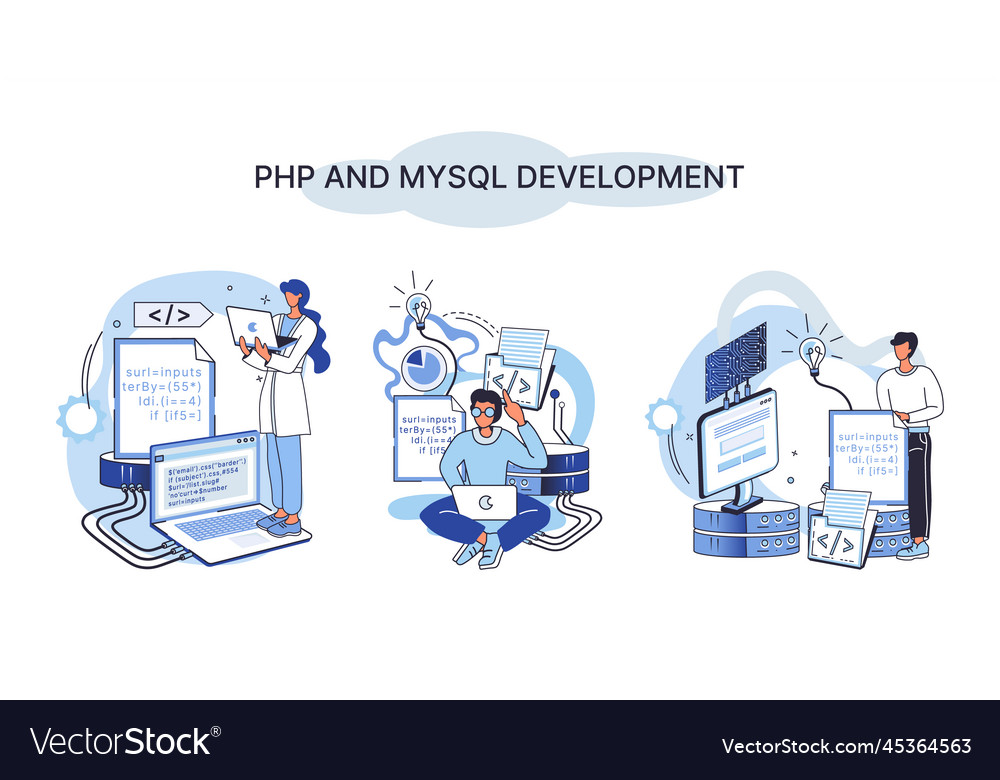 Php and mysql development software website Vector Image