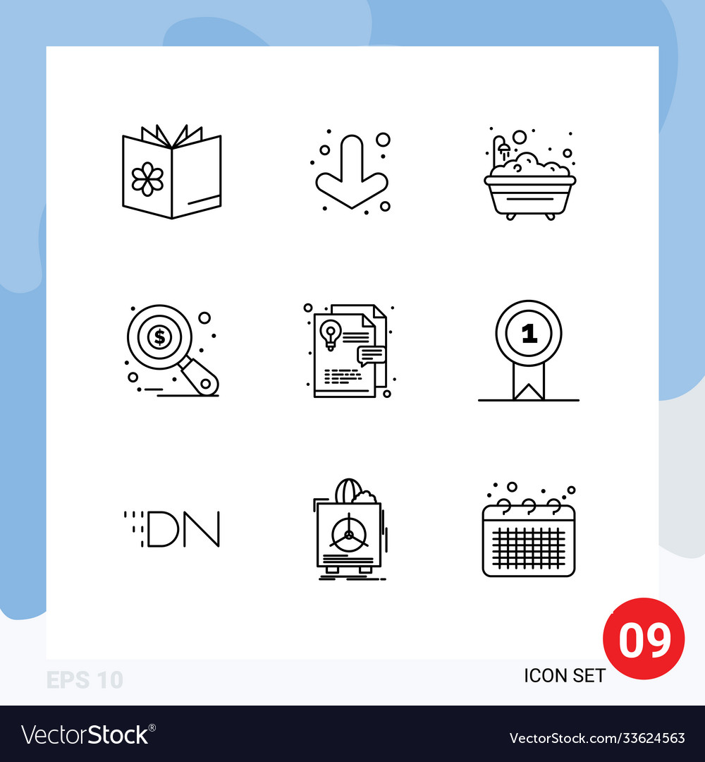 Pictograph set 9 simple outlines layout tax