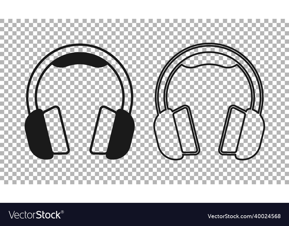 Black headphones icon isolated on transparent