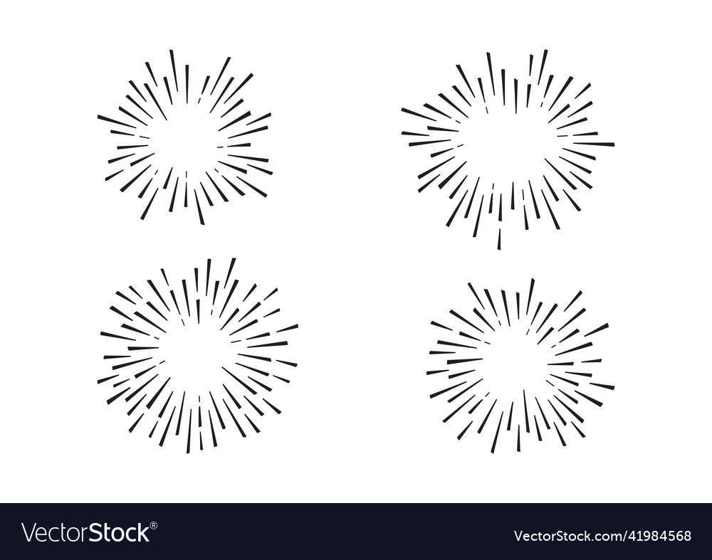 Burst line icon sun drawn star set retro