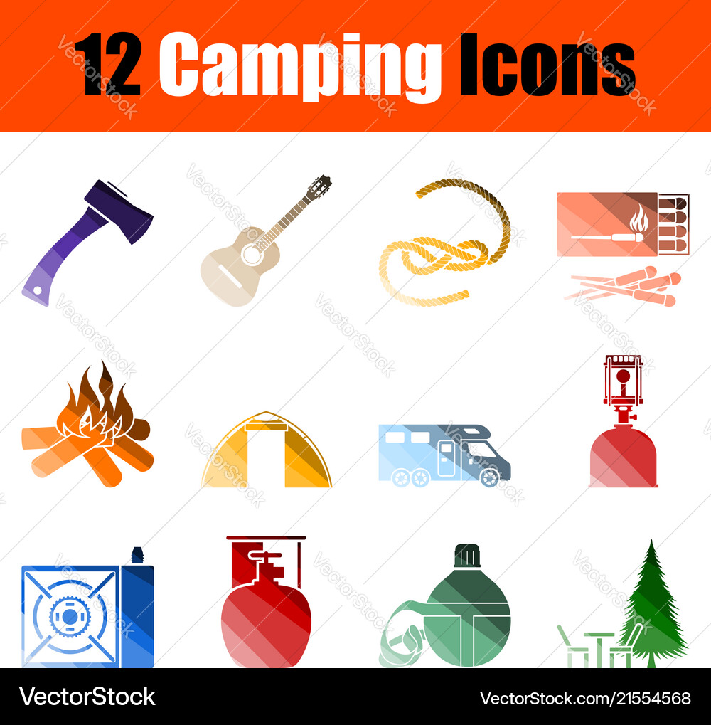 Camping icon set Royalty Free Vector Image - VectorStock