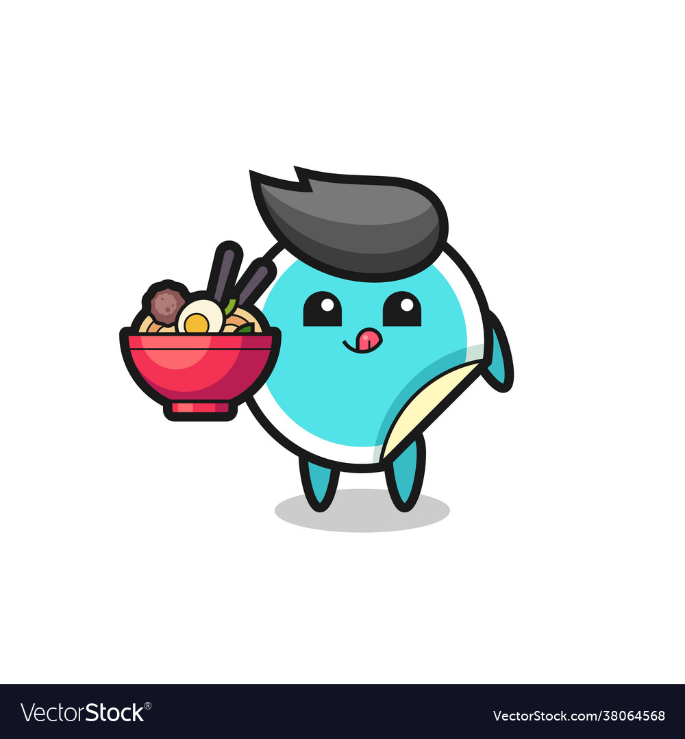 Cute sticker character eating noodles