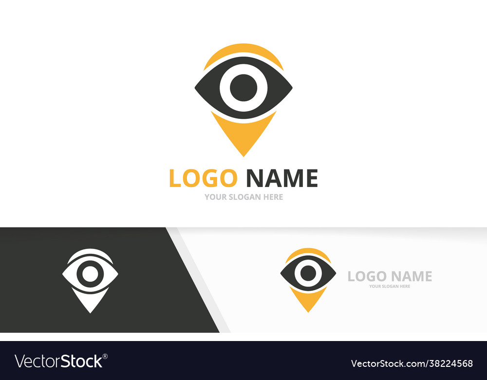 Eye and map pointer logo combination