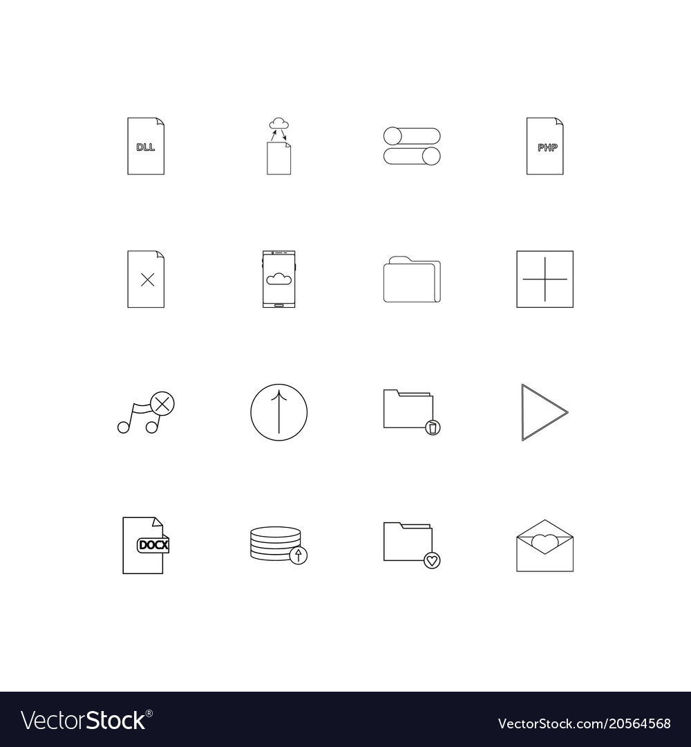 Files and folders sign simple linear icons set