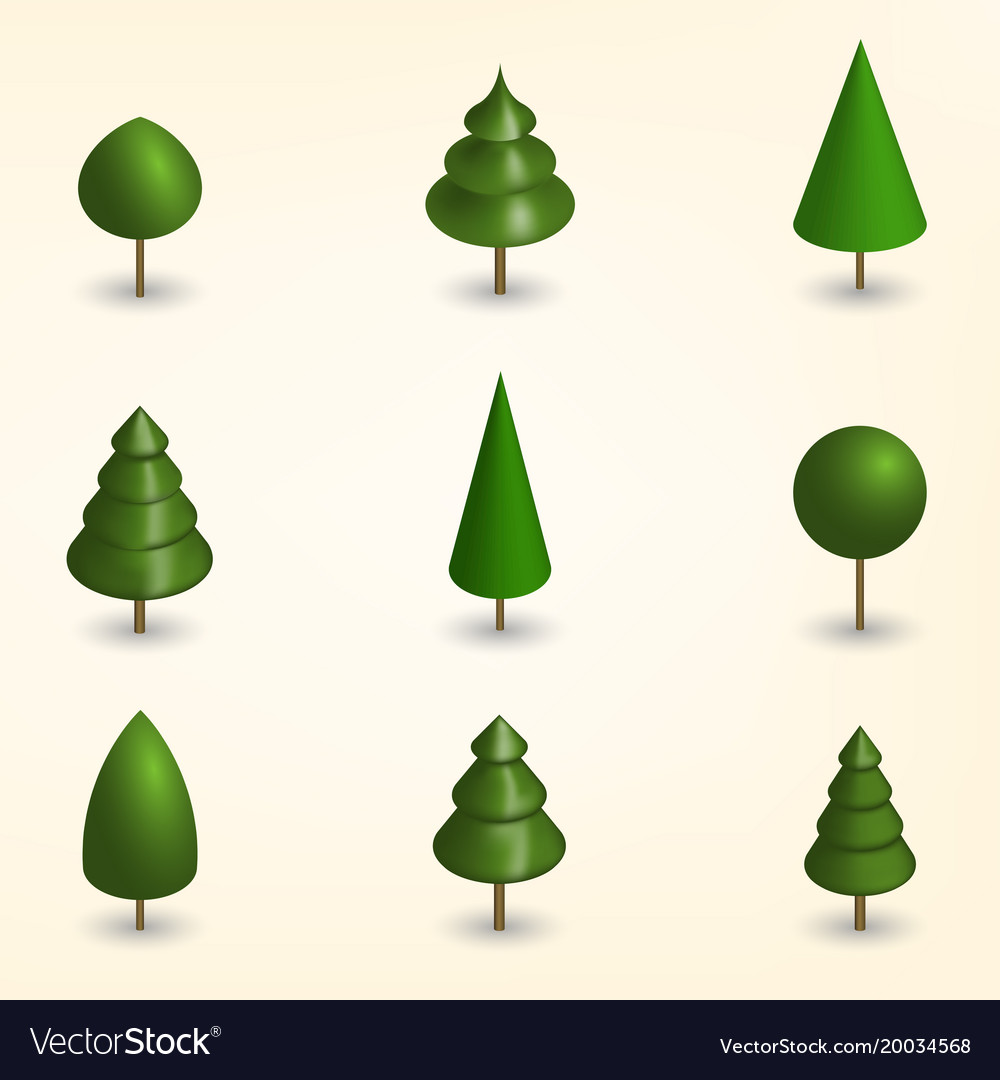 Green Trees In 3d Royalty Free Vector Image Vectorstock 4949