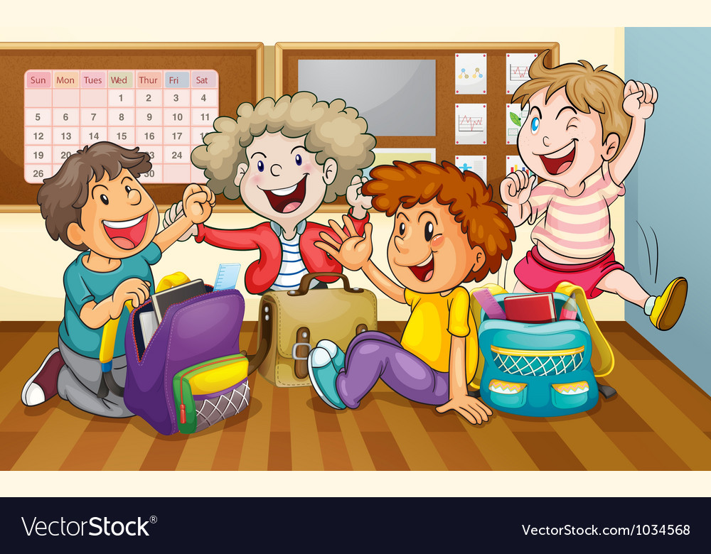 Kids in classroom Royalty Free Vector Image - VectorStock