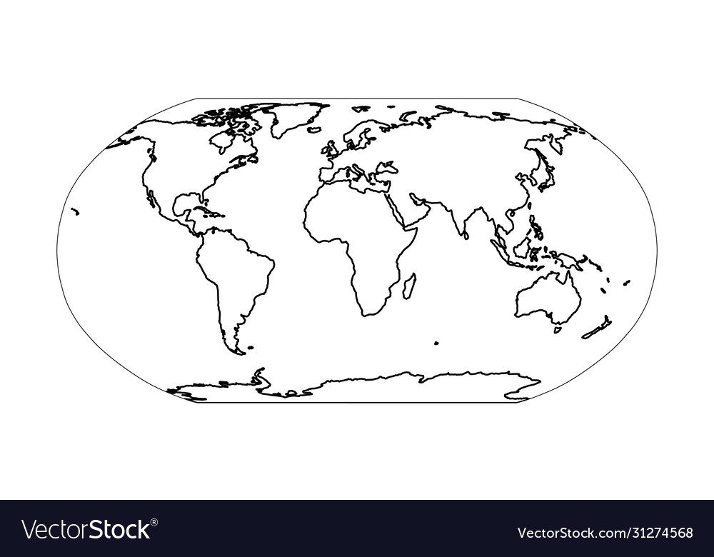 Outline Map World Simple Flat Royalty Free Vector Image