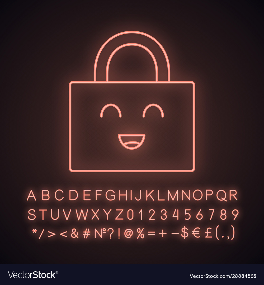 Smiling padlock neon light icon