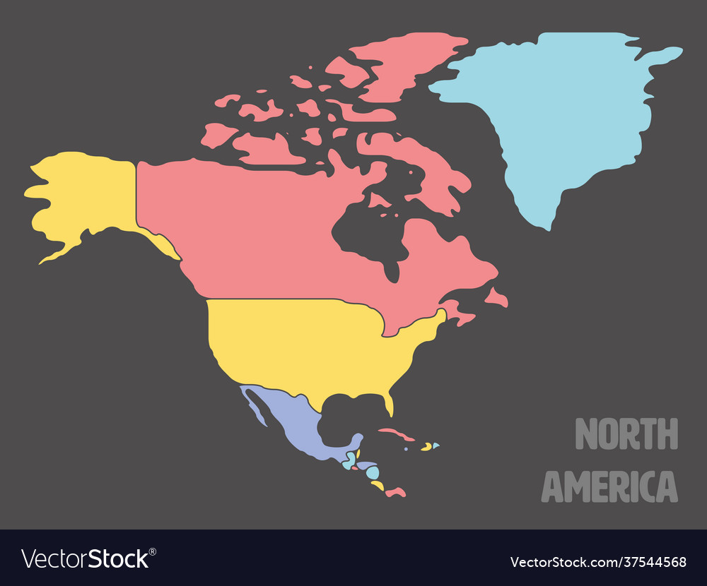 Smooth map north america continent Royalty Free Vector Image