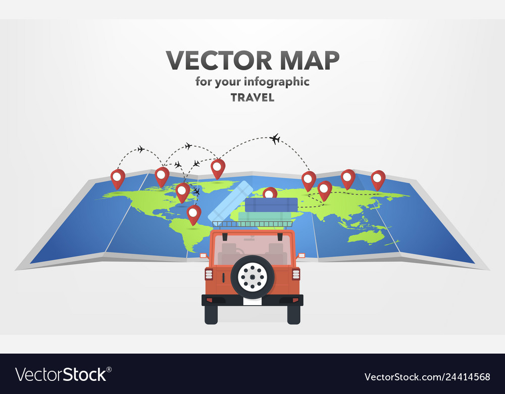 Travel on a car in flat style