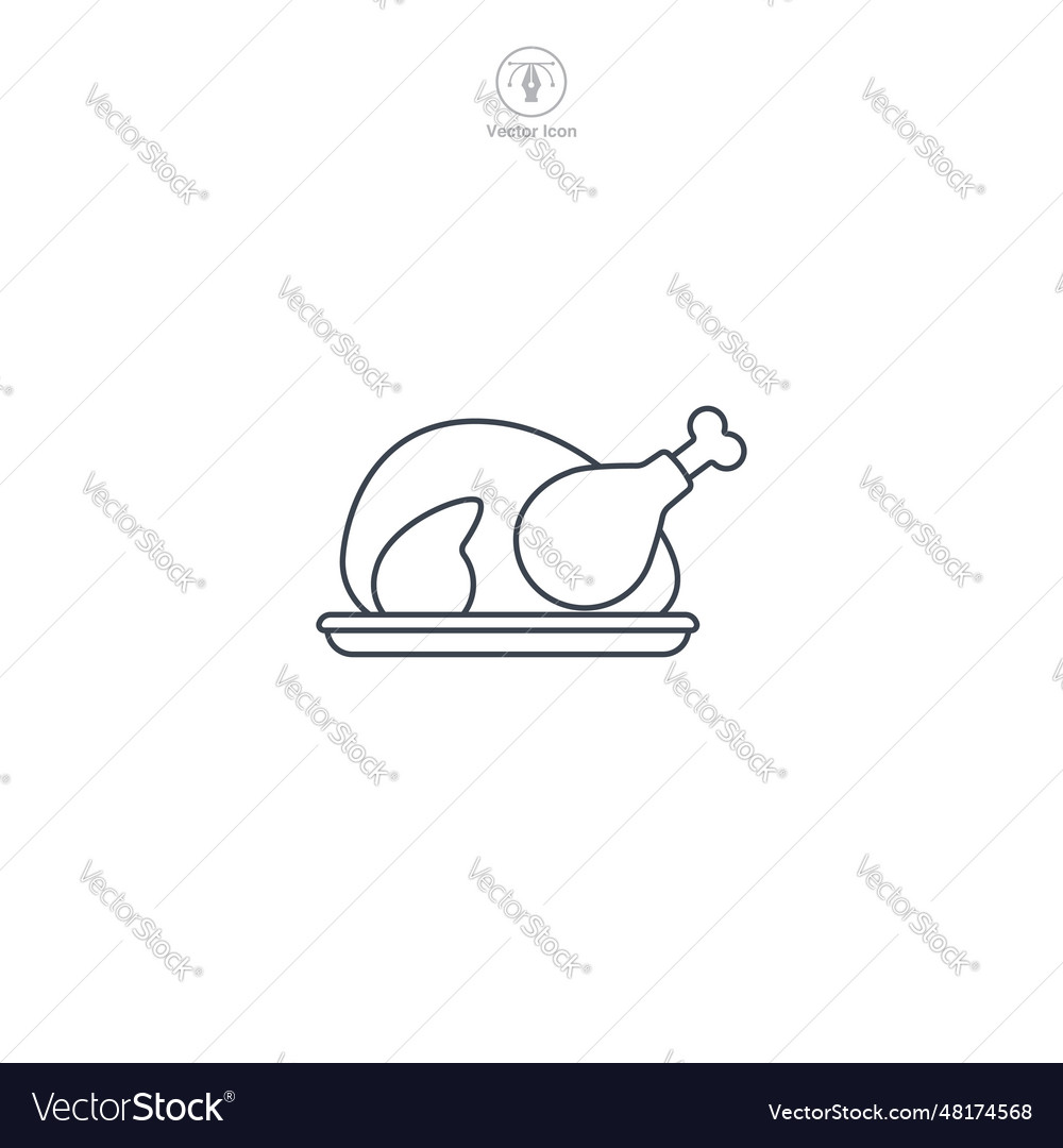 Turkey or roast icon symbol isolated on white Vector Image