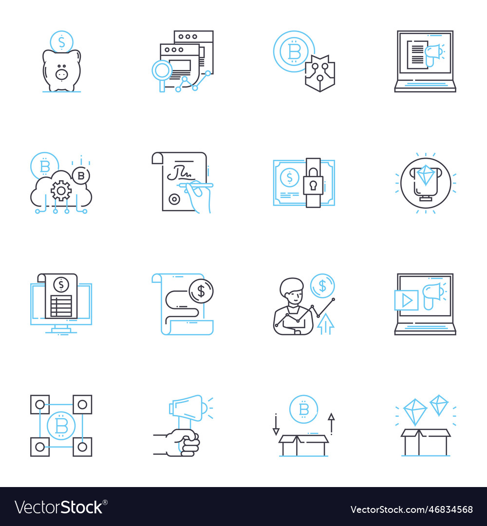 Web application linear icons set interface vector image Web application linear icons set interface